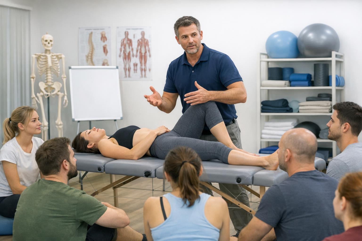 fizjoterapeuta prowadzący szkolenie praktyczne