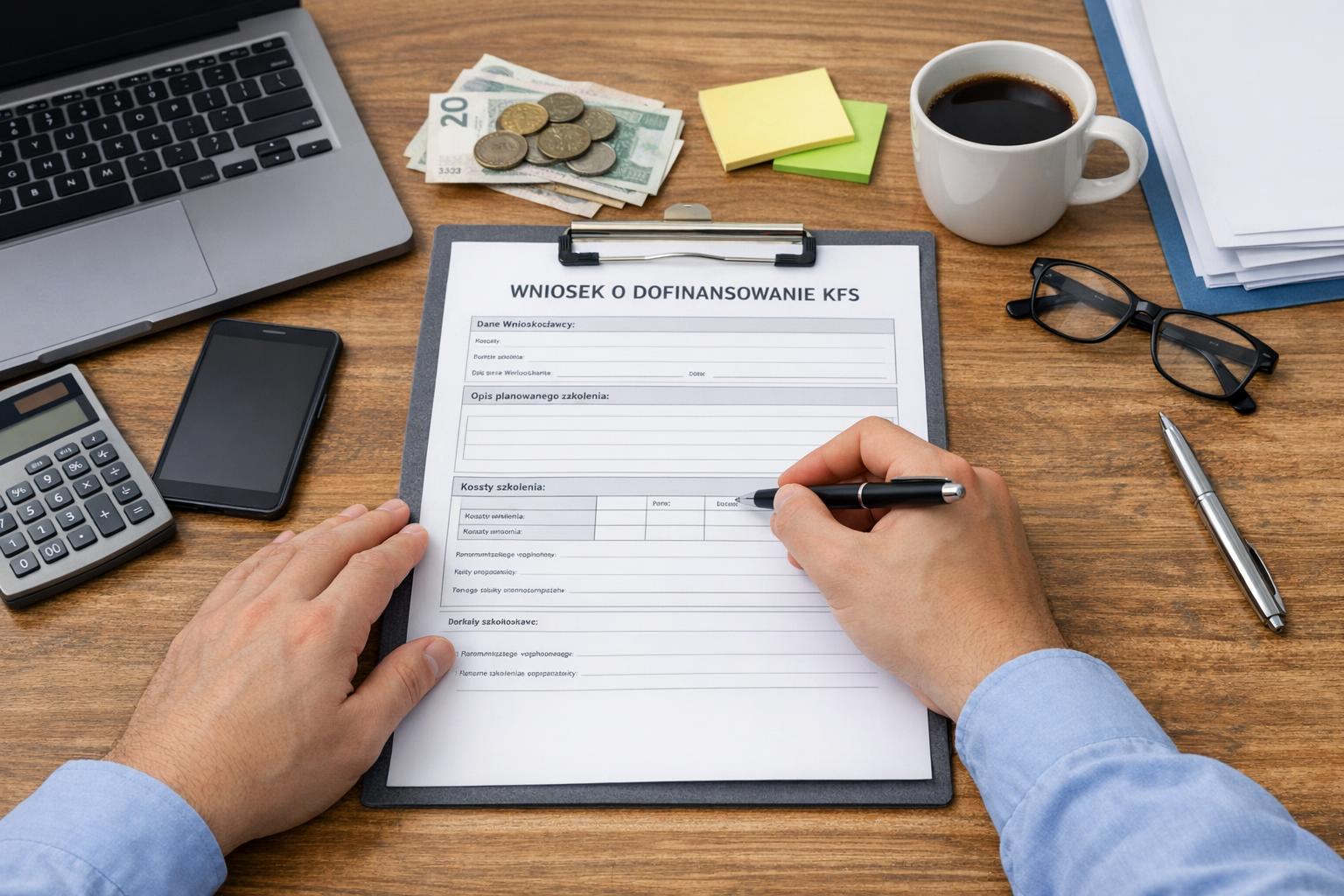 formularz wniosku o dofinansowanie KFS wypełniany przy biurku